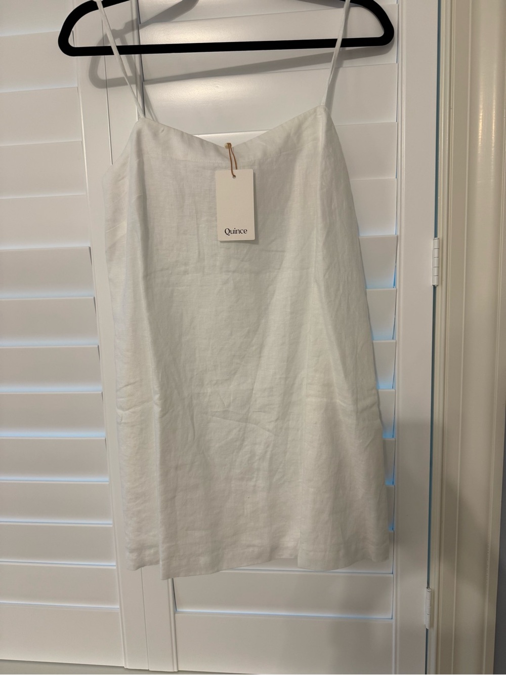 Quince White Linen Spaghetti-Strap Skirt with built in shorts